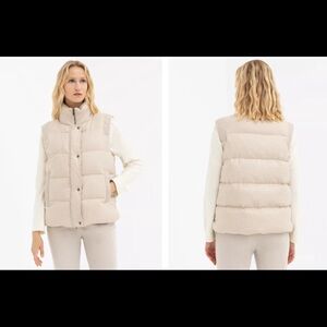 Peserico Down Puffer Vest Monili Italian Beaded Beige Womens 38
